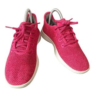 Allbirds Wool Runners Bright Pink Knit Lace Up Sneakers Women US 7 UK 4.5 EU 37